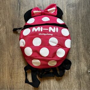 Disney Minnie Mouse Pink Polka Dot Kids Leash Mini Backpack